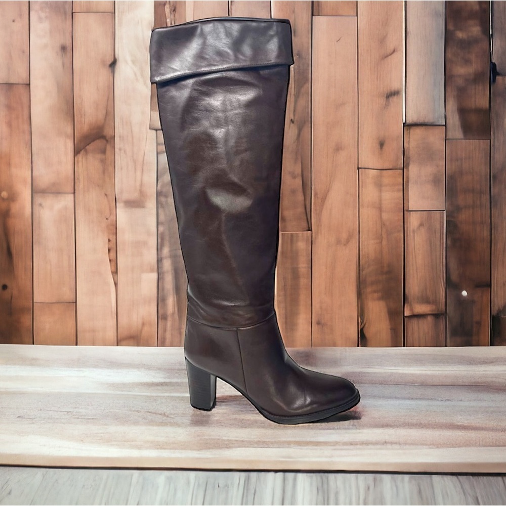NEW FED Tall Brown Leather Heeled Boots Size 37